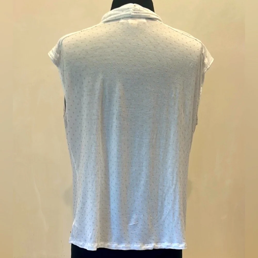 Michael Kors White Pearl Dot Cowl Neck Sleeveless Blouse XL Chic Elegant Designe